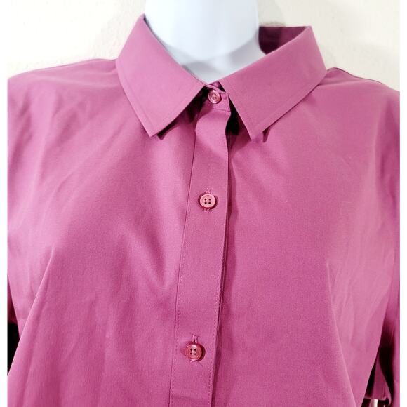 Coldwater Creek Deep Zinnia Purple Pink Button Up 16 Short Sleeves New With Tags - Picture 5 of 8